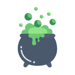 Vector art of a witchs cauldron bubbles with a green potion, isolated on white background