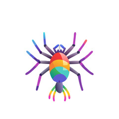 Vector art of a colorful rainbow spider isolated on white background