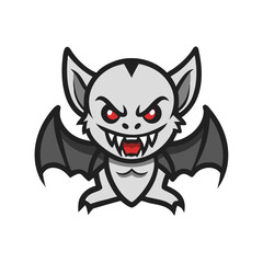 Vector art of a cartoon bat with red eyes isolated on white background