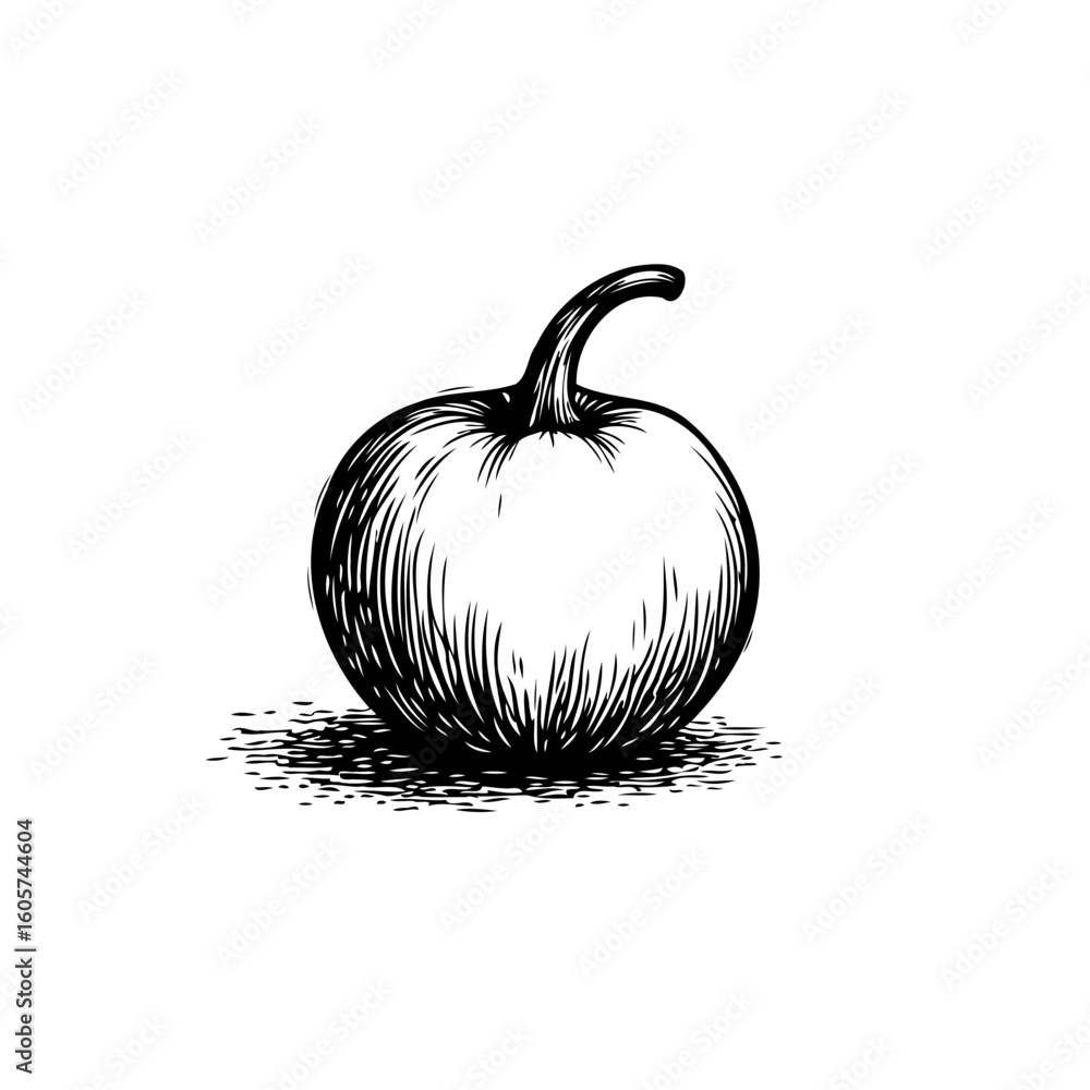 Poster elegant single apple illustration in black and white creating simplicity showcasing its natural form