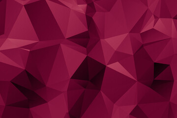 Naklejka premium A vibrant abstract background featuring a complex tessellation of faceted triangles in rich burgundy hues.