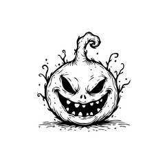 Stylized halloween pumpkin illustration evokes spooky holiday spirit with a minimalist black and white design