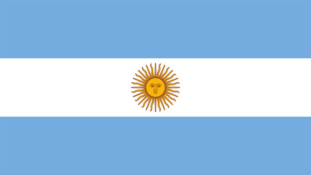 National flag of Argentina waving proudly against a blue sky