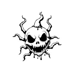 Obraz premium Creepy skull monster with tentacles and dripping substance creating a gothic and dark atmosphere for halloween season