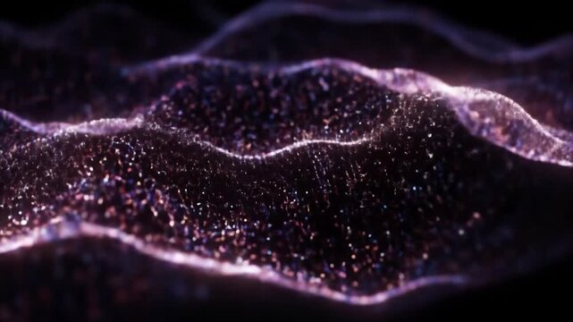 Glowing particle wave digital art, dark background, website header