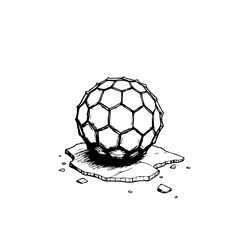 Obraz premium Geometric sphere melting on irregular surface illustration symbolizing ephemeral beauty and design fragility concept art