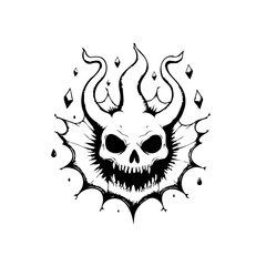 Fototapeta premium Intricate skull illustration with ethereal flames and geometric diamond accents for halloween and dark art