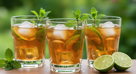 Refreshing Iced Tea with Mint and Lime.