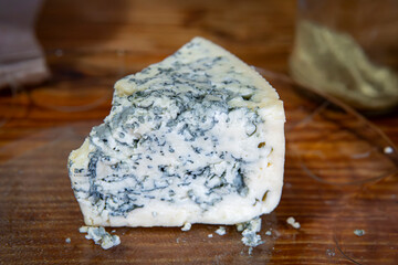 Rich and creamy Roquefort cheese ready for a tasting