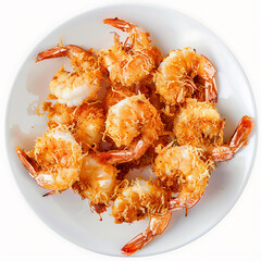 Crispy Coconut Shrimp on a White Plate