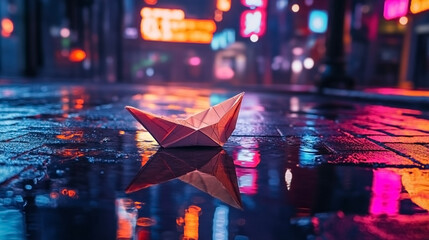 夜の街の折り紙