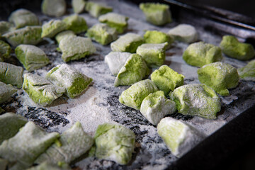 The beauty of freshly prepared Italian green gnocchi