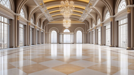 Obraz premium A plain ballroom flooring design featuring architectural details.