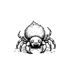 Black and white spider cartoon character illustration with spooky and cute face for halloween season design