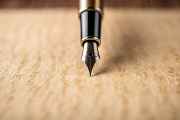 fountain pen on a wooden background