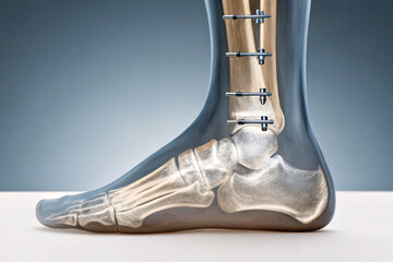 Ankle External Fixation with Skeletal Structure Overlay