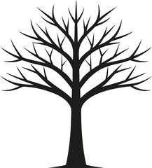 Obraz premium Minimalist black silhouette of a bare tree with intricate branches against a white background