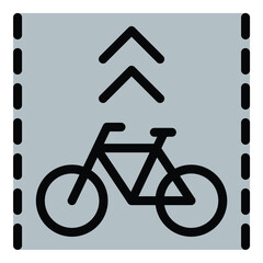 Bike Lane icon flat line style illustration representing designated cycling paths for safe bicycle travel, suitable for urban planning, transportation apps, and cycling safety campaigns.