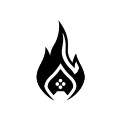 Action Flame with Gaming Edge Icon Vector Illustration