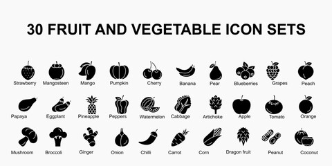 30 fruit and vegetable icon sets