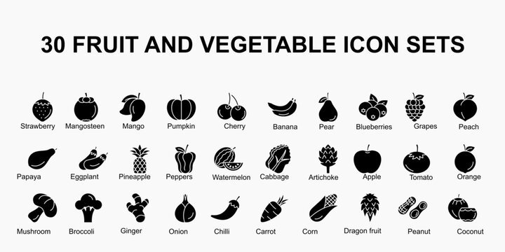 30 fruit and vegetable icon sets