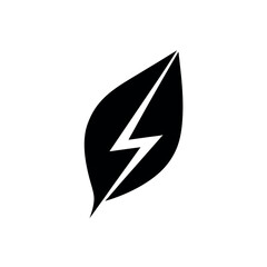 Clean Energy Lightning Leaf Icon Vector Illustration