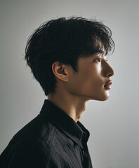 handsome korean asian male model. man beauty, man's hair model