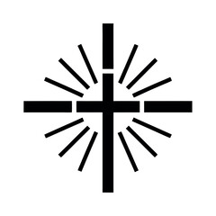 Cross with Minimal Rays Logo Vector Illustration