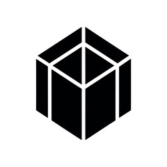 Cube in Perspective Logo Icon Vector Illustration