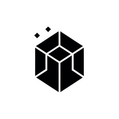 Cube with Floating Pieces Logo Vector Illustration
