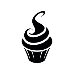 Cupcake with Swirl Top Logo Vector Illustration