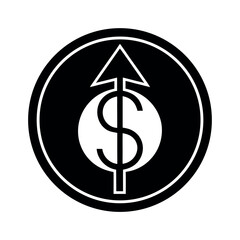 Dollar Coin with Up Arrow Logo Vector Illustration