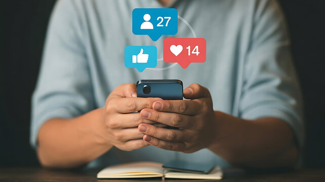 Check out my social media likes and followers on my smartphone, stay connected and feel inspired