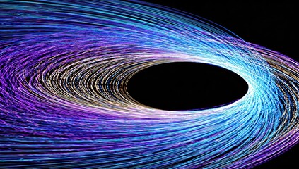 Fototapeta premium Colorful light trails form a swirling, vibrant oval shape.