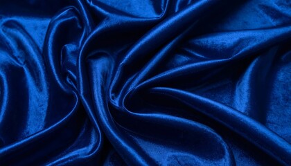Fototapeta premium Deep blue silk fabric folds