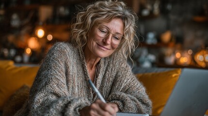 Creative writing session cozy home personal development indoor close-up inspiration and reflection