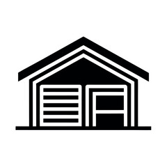 Front Facing Garage House Icon Vector Illustration