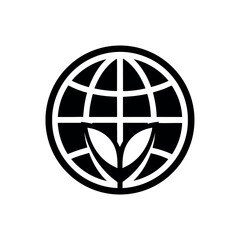 Globe with Leaf Logo Icon Vector Illustration