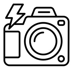 camera flash outline icon for photo or lighting use