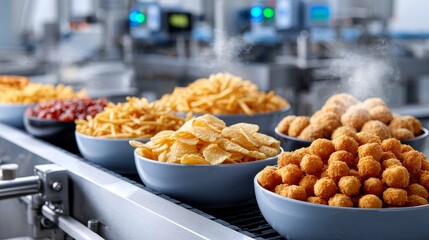 Fototapeta premium Food processing event delicious snack production factory setting high-tech environment close-up view