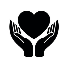 Hands Holding Heart Logo Icon Vector Illustration