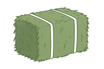 Single rectangular hay bale, perfect for agricultural or farming projects, isolated on a transparent background