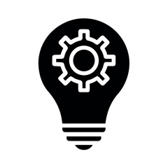 Lightbulb with Gear Startup Icon Vector Illustration