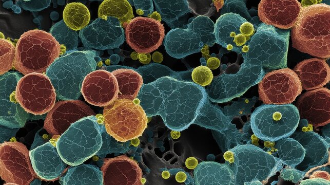 Microscopic view reveals the crystalline structure of graphene platelets arranged in flat layers, contrasted against an irregular background of coal tar pitch