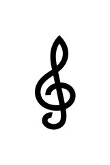 Fototapeta premium A simple, elegant black treble clef symbol isolated on a white background.