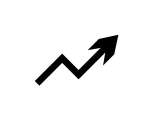 A black arrow with a zig-zag line pointing upwards on a white background.