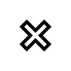 Bold black cross symbol, simple design, negative space, graphic element, clear lines.