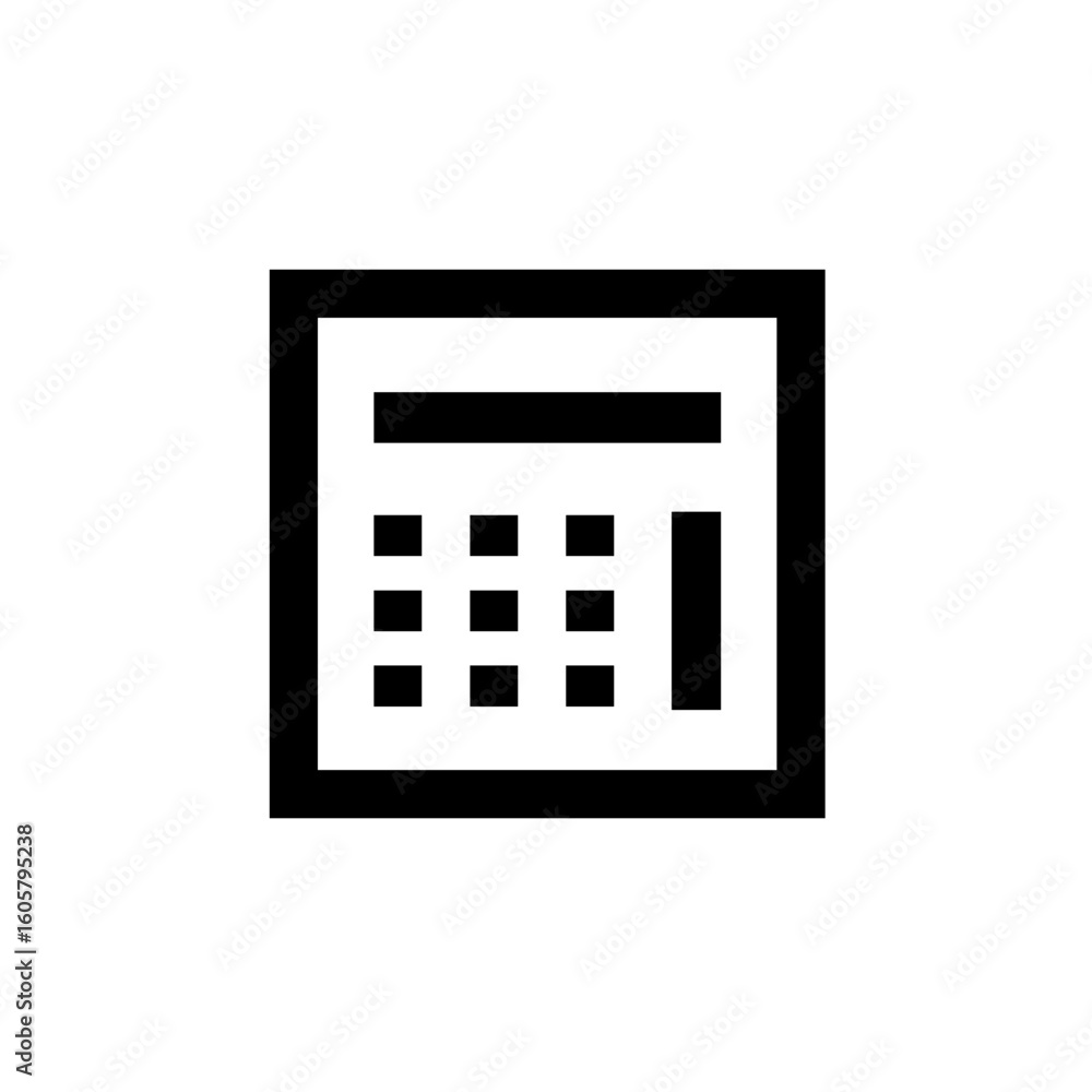 Poster a simple, black and white icon depicting a calculator with buttons and a display screen.