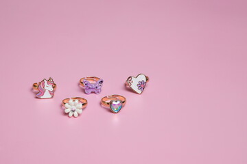 Jewelry for child girl, bravelet and ring, colorful accessory