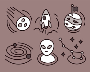 Hand Drawn Style Space Icons
